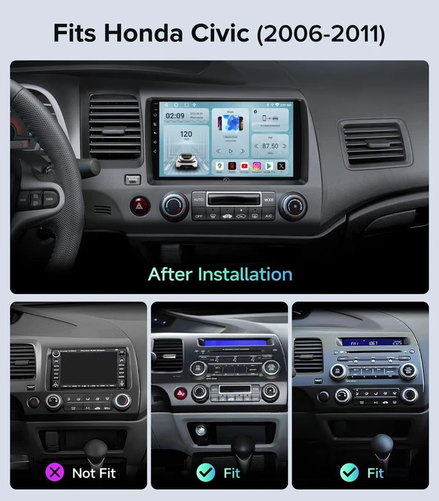 Alt view image 2 of 5 - Car Radio Stereo for Honda Civic 2006-2011, Wireless CarPlay Android Auto