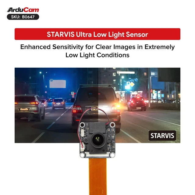 Alt view image 2 of 5 - Arducam 1080P Raspberry Pi Camera Module with STARVIS Sensor, Day & Night Vision Camera, Automatic IR-Cut Filter, Low Light Camera, 102 Wide-Angle Lens, Compatible with Pi 5, 4, 3 & Zero 2 W