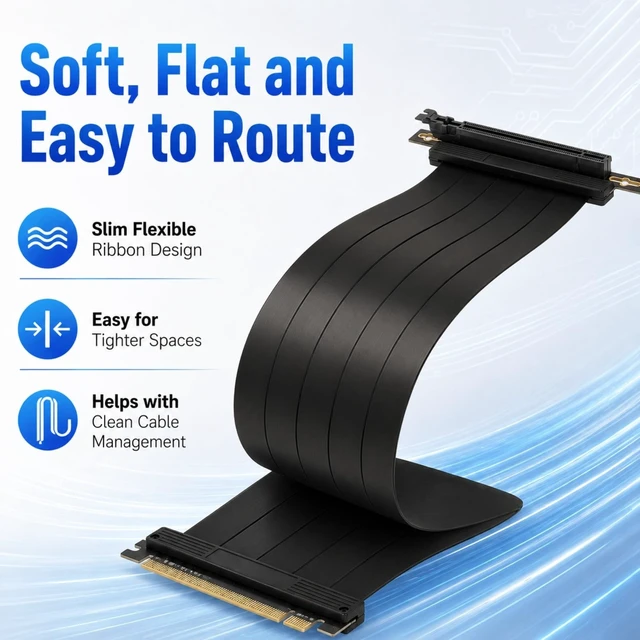 Alt view image 4 of 5 - Pomya PCIe 4.0 X16 Riser Cable 400mm 90 Degree GPU Extension Cable