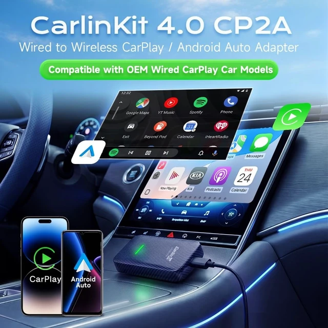 Alt view image 4 of 5 - Carlinkit 4.0 Wireless CarPlay & Android Auto Adapter for OEM Wired CarPlay