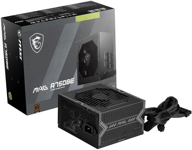 Main image of MSI MAG A750BE, Semi-Modular Compact 750W ATX Power Supply, 80+ Bronze, Low-Noise Fan, Active PFC Design, 5 Year Warranty