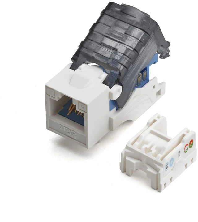 Main image of TRUE CABLE Cat6 Toolless Keystone Jack, Unshielded (UTP), PoE++ (4PPoE) 100W, UL Listed, ETL Verified, ANSI/TIA Certified, Modular RJ45 Female, White, 12 Pack