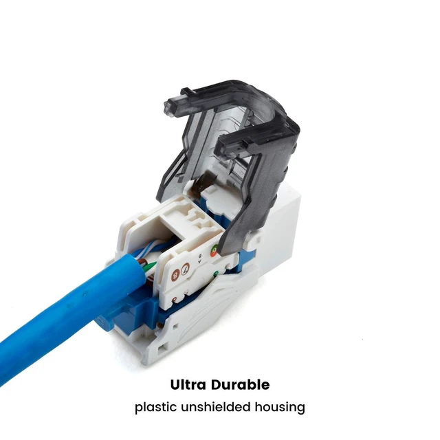 Alt view image 4 of 5 - TRUE CABLE Cat6 Toolless Keystone Jack, Unshielded (UTP), PoE++ (4PPoE) 100W, UL Listed, ETL Verified, ANSI/TIA Certified, Modular RJ45 Female, White, 12 Pack