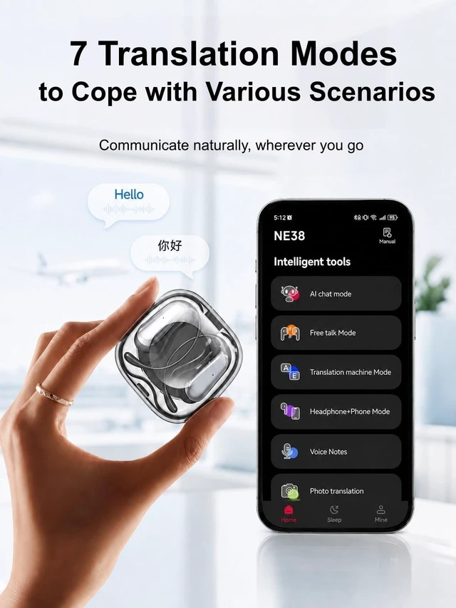 Alt view image 4 of 5 - NE38 AI Translation Earbuds Real Time 165 Languages Translator Headphones