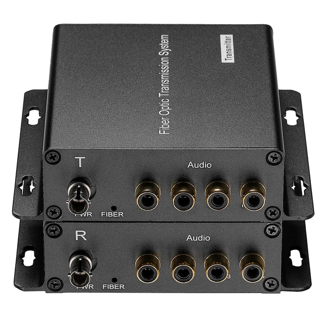 Alt view image 2 of 5 - Hebbeko 4 Port Analog Audio Over Fiber Converter Adapter ST RCA to Fiber Extenders Singlemode Single Fiber up to 20Km Multimode 500m A Pair