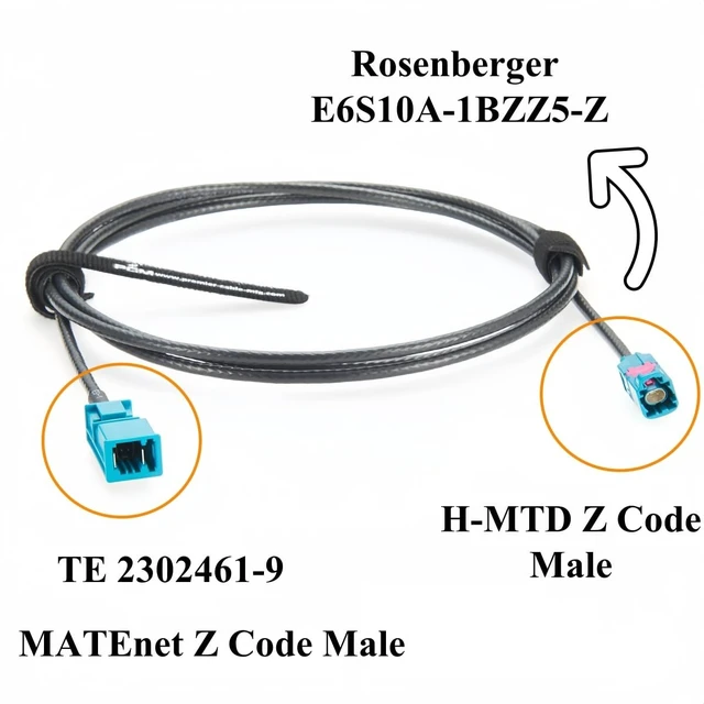 Alt view image 3 of 5 - Rosenberger H-MTD Male E6S10A-1BZZ5-Z to TE MATEnet Male 2302461-9 Automotive Ethernet Cable 1Gbps 100/1000BASE-T1 Shielded Wire Harness for ADAS, Camera, Infotainment(2M/6.6FT)