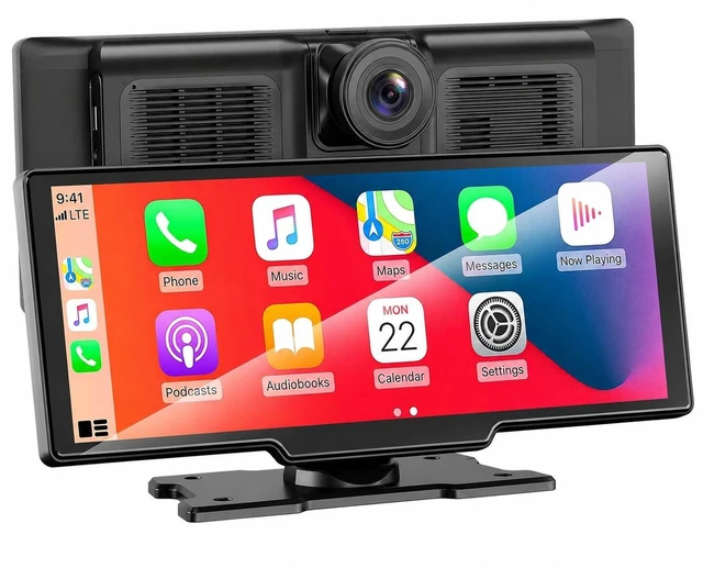 Main image of 10.26" Portable Apple CarPlay Screen for Car, Wireless CarPlay & Android Auto Touch Screen, 4K Dash Cam, 1080P Backup Camera, Bluetooth 5.0, FM Transmitter, Mirror Link, Phone Navigation