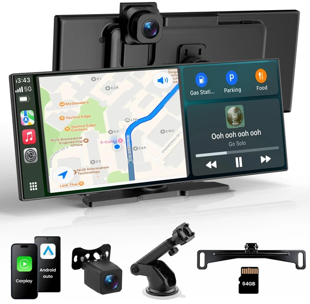 Main image of Gikktdr 11.5" Wireless Carplay Screen, 4K Dash Cam + 1080P Backup Cam