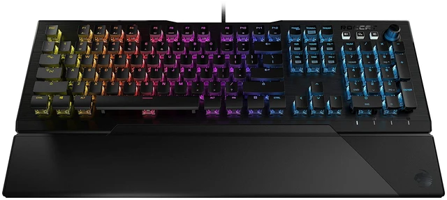 Main image of ROCCAT Vulcan 121 AIMO Linear Mechanical Titan Switch Full-size PC Gaming Keyboard with Per-key AIMO RGB Lighting, Anodized Aluminum Top Plate and Detachable Palm Rest Black