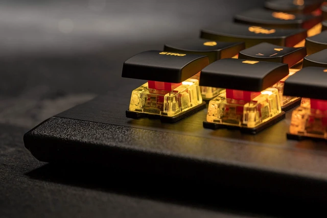 Alt view image 4 of 4 - ROCCAT Vulcan 121 AIMO Linear Mechanical Titan Switch Full-size PC Gaming Keyboard with Per-key AIMO RGB Lighting, Anodized Aluminum Top Plate and Detachable Palm Rest Black