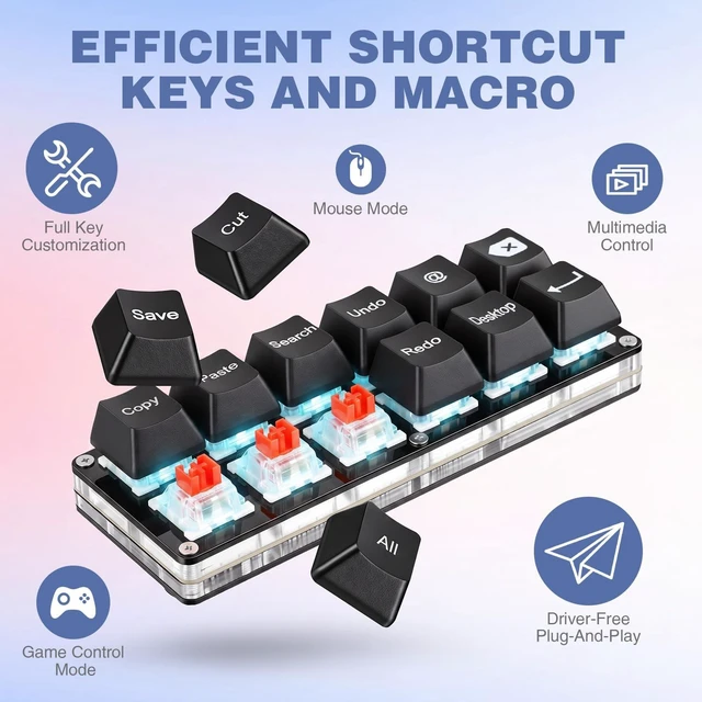 Alt view image 4 of 5 - Mini 12-Key Copy Paste Programmable Keyboard Hotswappable Mechanical Switch