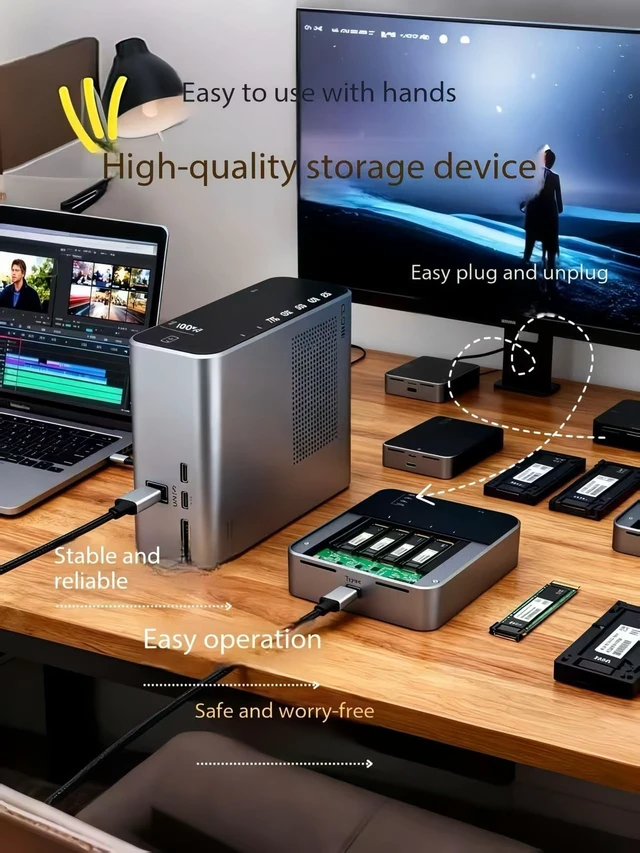 Alt view image 5 of 5 - 4 Bays USB4.0 (USB-C) 40G Portable NVMe (M Key, B+M Key) / PCIe SSD (2280, 2260, 2242, 2230) Ultra Fast External SSD Docking Station Duplicator Cloner (Docking Only)