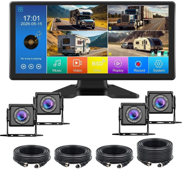 Main image of VEKOOTO Truck Camera System, 4CH Backup Camera with 10.36'' Touch Screen, Waterproof 4 AHD Rear Side View Camera, for Truck/Semi-Trailer/Camper/RV/Bus