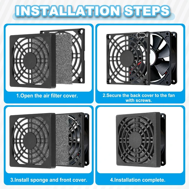 Alt view image 5 of 5 - PATIKIL 110mm Fan Filter Grill, 12 Pcs Plastic Ventilation Dustproof Grill Cover Cooling Ventilator with Screws for Industry Workshop Computer Case Refrigerators Air Conditioning, Black