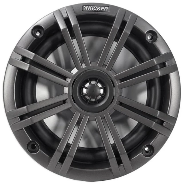 Alt view image 4 of 5 - 2 Pair (Qty 4) of Kicker KM 6.5" 195 Watt Peak Power Marine Coaxial Boat Speakers with Charcoal and White Grilles, Speaker Wire