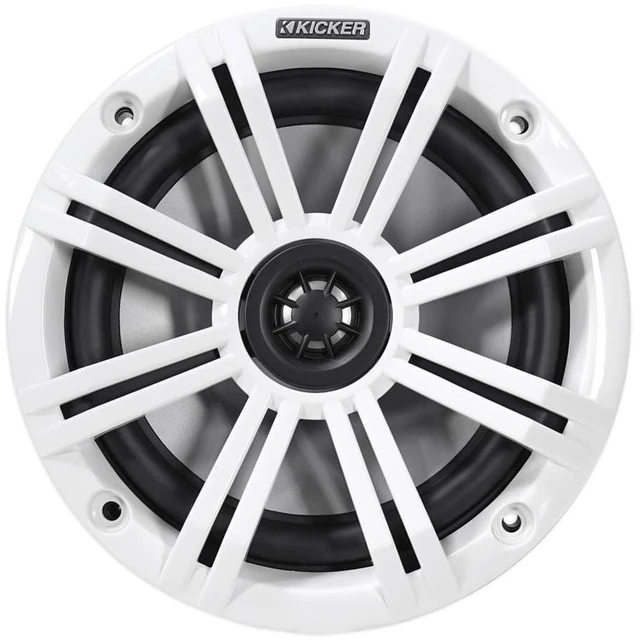 Alt view image 5 of 5 - 2 Pair (Qty 4) of Kicker KM 6.5" 195 Watt Peak Power Marine Coaxial Boat Speakers with Charcoal and White Grilles, Speaker Wire