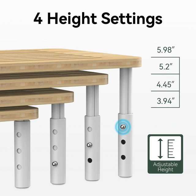 Alt view image 2 of 5 - WELL WENG Bamboo Monitor Stand Riser, 4 Adjustable Height,Easy Assembly