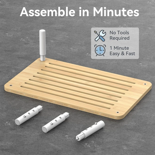 Alt view image 4 of 5 - WELL WENG Bamboo Monitor Stand Riser, 4 Adjustable Height,Easy Assembly