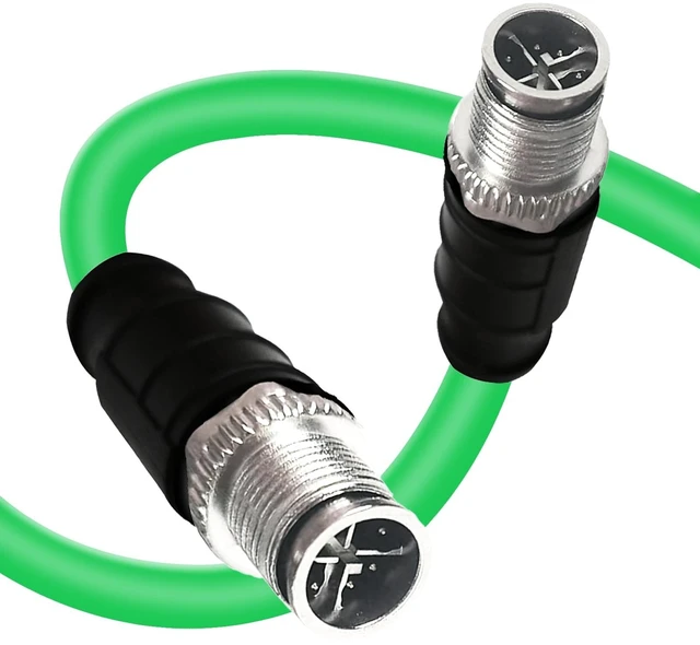 Main image of GEOAOBLE 6.6Ft M12 X Code 8 Pin Male to X Code 8 Pin Male Industrial Ethernet Cable High Flexible Shielded CAT6A Ethernet Cable for Industrial Camera Automation Application 2M