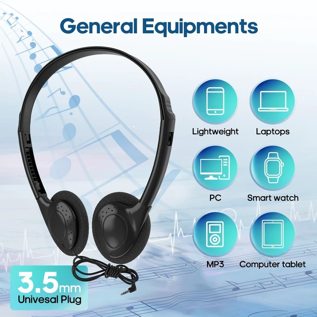 Alt view image 5 of 5 - MUMSTHT 25 Pack Bulk Headphones for Classroom,
