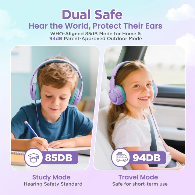 Alt view image 3 of 5 - Acer Kids Headphones for School, USB-C-3.5mm Dongle, w/Mic HK03