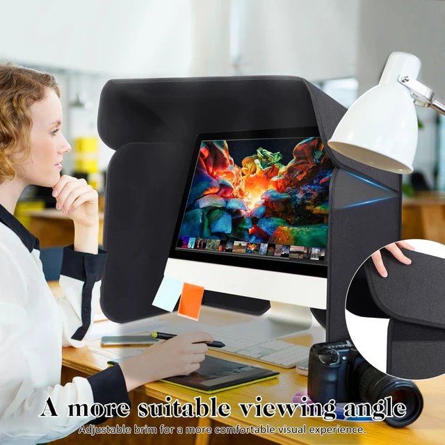 Alt view image 3 of 5 - 21.5 inch Display Monitor Hood Sunshade Desktop Computer Sunshade, Small