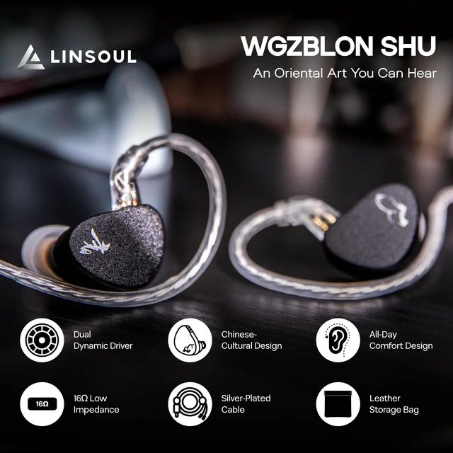 Alt view image 2 of 5 - Linsoul WGZBLON SHU in Ear Monitor,Dual Dynamic Driver HiFi IEM Earphones,Professional DAC Chip Wired Earbuds,Zinc Alloy Shell,High-Purity Silver-Plated Cable for Audiophile (3.5mm No Mic, Black)