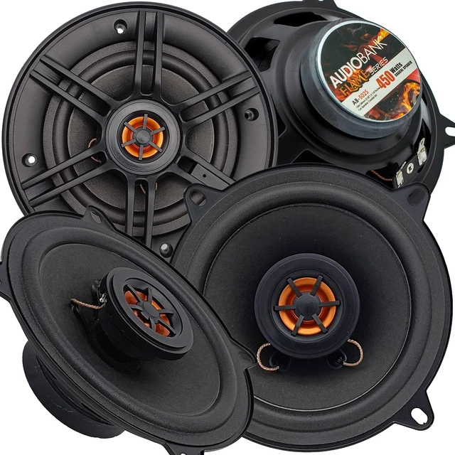 Main image of Audiobank AB502S 5.25 Inch 2-Way Car Audio Coaxial Speakers, 900W Max Power, 4 Ohm, 88dB Sensitivity, Injection Cone Woofer and Balanced Dome Tweeter, 2 Pairs/4 Speakers