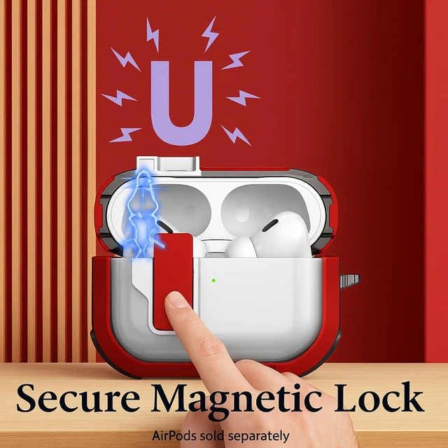 Alt view image 3 of 5 - SaharaCase - AirPods Pro 3 Case - Secure Lock ^^ Venture-X Series - Clear/Red