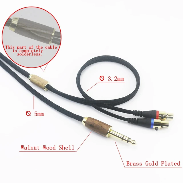 Alt view image 4 of 5 - NewFantasia 6.35mm Audio Cable Replacement Upgrade Cable Compatible with Audeze LCD-2, LCD-4, LCD-3, LCD-X, LCD-XC, MM-500 Headphone 6N OCC Copper Silver Plated Cord Walnut Wood Shell