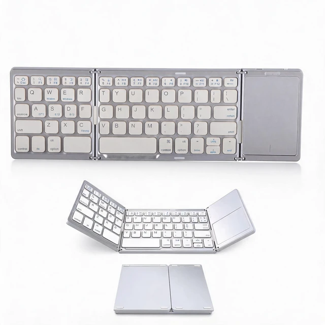 Main image of Zunate Foldable Bluetooth Keyboard with Touchpad, Rechargeable Full Size Slim Pocket Folding Keyboard, USB C Portable Keyboard for Android, PC, Tablet (Silvery