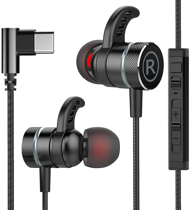 Main image of KASOTT USB C Headphone for Samsung Wired Earbuds Magnetic in-Ear Type C Earphone with Microphone Volume Control Deep Bass Stereo Noise Canceling for iPhone 17 Pro Max Air 16 16e 15 (Black, USB-C