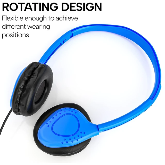 Alt view image 4 of 5 - Maeline Bulk Classroom Student Headphones On Ear Stereo Headphones Adjustable Band & Faux Leather Cushions for Kids Online Learning, Library, School, Travel - 3.5mm Plug - 100 Pack - Multi Colors