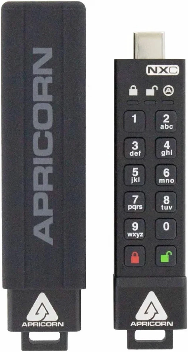 Alt view image 2 of 4 - Apricorn 512GB Aegis Secure Key 3 NXC 256-Bit Hardware-Encrypted USB 3.2 Type C Flash Drive, FIPS 140-2 Level 3 Validated (ASK3-NXC-512GB)