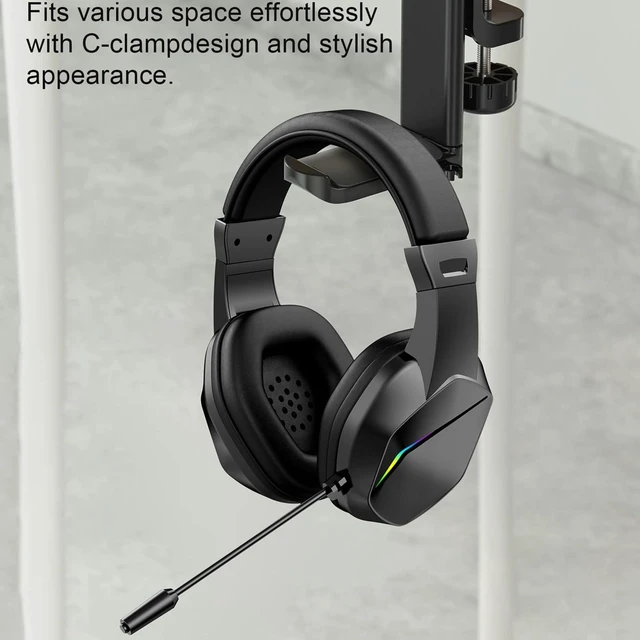 Alt view image 4 of 5 - PUSOKEI Wireless Gaming Headset, Bluetooth Low Latency Gaming Headphones with Microphone, LED Lights, Adjustable Volume, 40mm Drivers, Over Ear Headset for Esports, PC (Black+Wireless BT