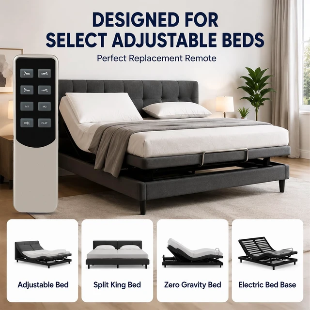 Alt view image 2 of 5 - 8 Button Replacement Remote Control for Mattress Firm Adjustable Bed 300 Enso