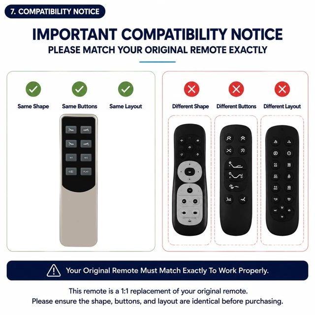 Alt view image 3 of 5 - 8 Button Replacement Remote Control for Mattress Firm Adjustable Bed 300 Enso