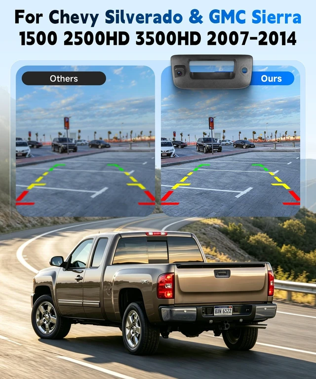 Alt view image 4 of 5 - Backup Camera with Tailgate Handle Compatible with 2007-2014 Chevrolet Chevy Silverado,GMC Sierra Truck 1500 2500 3500, Tailgate Handle Backup Kit Replaces #22755304,Wide Viewing Angle Waterproof