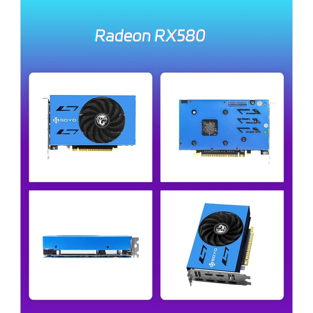 Alt view image 5 of 5 - SOYO AMD Radeon RX 580 Graphics Card, 8GB 2048SP GDDR5 256-Bit, 6xHDMI 2.0b Ports, PCIe 3.0 x16 Video Card for PC, Single Fan Cooling, Supports Windows 11/10 Multi Monitor Desktop PC