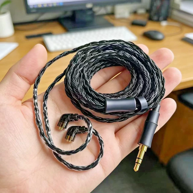 Alt view image 2 of 5 - FAAEAL IEM in Ear Monitor Cable,16 Core Silver Plated Earphone Upgraded Cords,QDC C-Pin Extended-Length Replacement Cable Compatible with KZ ZS10 ZSN for Musician Audiophile 6ft Recessed 2pin 3.5mm