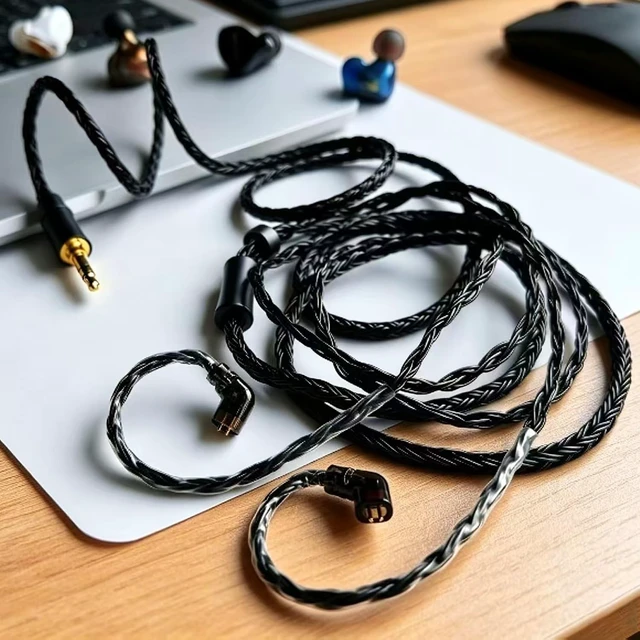 Alt view image 5 of 5 - FAAEAL IEM in Ear Monitor Cable,16 Core Silver Plated Earphone Upgraded Cords,QDC C-Pin Extended-Length Replacement Cable Compatible with KZ ZS10 ZSN for Musician Audiophile 6ft Recessed 2pin 3.5mm