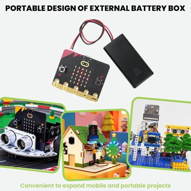 Alt view image 4 of 5 - HolaSmart Micro:bit Board V2 Kit for Programming Education with USB Cable Battery Holder Built in Sensors 5x5 LED Matrix for School Teens Beginners