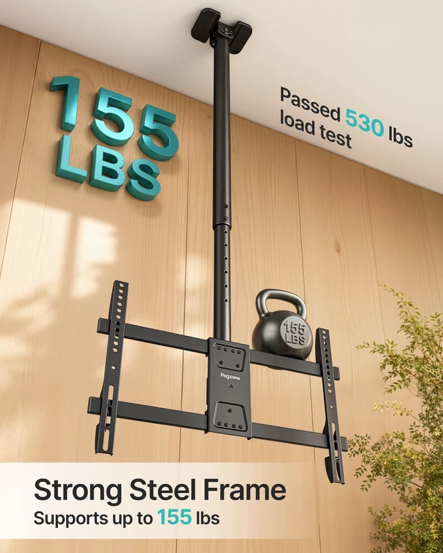 Alt view image 2 of 5 - PEGZONE Ceiling TV Mount for 43-86 Inch TVs, 43"-66.5" Height Adjustable