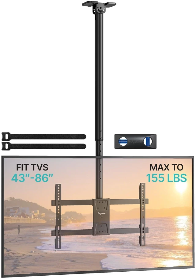 Main image of PEGZONE Ceiling TV Mount for 43-86 Inch TVs, 43"-66.5" Height Adjustable