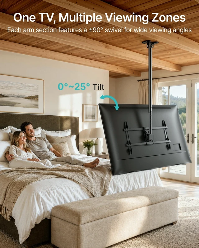 Alt view image 5 of 5 - PEGZONE Ceiling TV Mount for 43-86 Inch TVs, 43"-66.5" Height Adjustable
