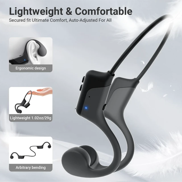 Alt view image 5 of 5 - New Bone Conduction Open-Ear Headphones, Bluetooth 6.0, IPX5 Waterproof, 8H Playtime, Lightweight & Comfortable Sports Earphones for Running, Gym, Cycling, Workout, Sweatproof Wireless Headsets