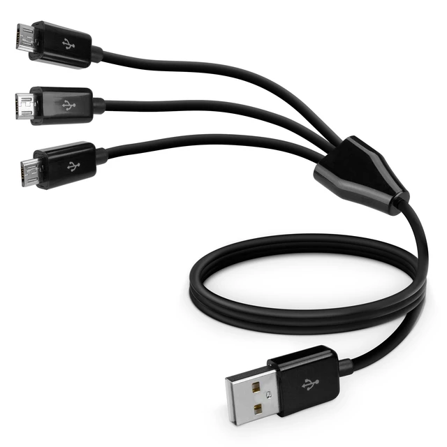 Alt view image 2 of 3 - BoxWave Cable Compatible with Freestyle Libre 2 Reader - MultiCharge MicroUSB Cable, Multiple Charging Cable Micro USB Cable - Black