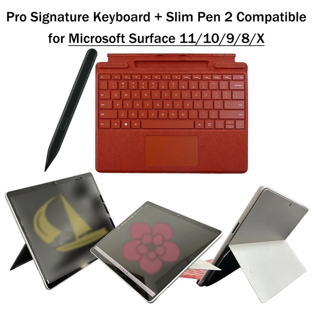 Alt view image 2 of 5 - Pro 11 Signature Keyboard with Slim Pen 2 Compatible with Microsoft Surface Pro 11/10/9/8,Pro 10 Magnetic Signature Keyboard for Microsoft Surface Pro 11/10/9/8/X with Slim Pen 2(Poppy