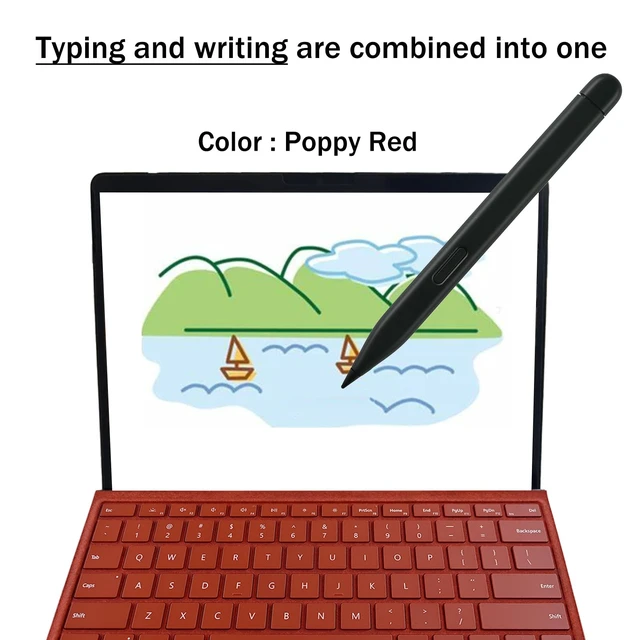 Alt view image 4 of 5 - Pro 11 Signature Keyboard with Slim Pen 2 Compatible with Microsoft Surface Pro 11/10/9/8,Pro 10 Magnetic Signature Keyboard for Microsoft Surface Pro 11/10/9/8/X with Slim Pen 2(Poppy