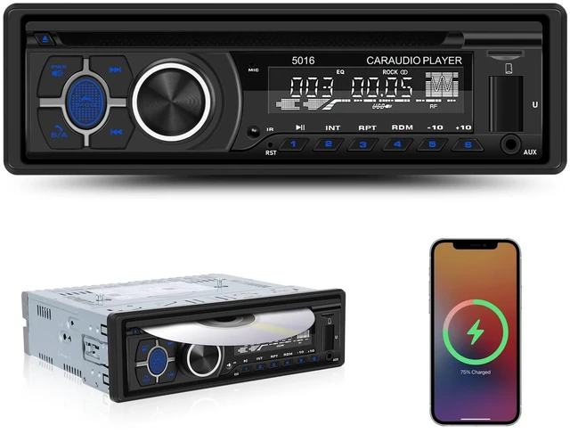 Main image of Camecho Single Din Car Stereo, Bluetooth 5.1 Car Audio Receiver with CD DVD Player, AM/FM Radio, Car Locator, USB/TF/AUX Input, 60W x 4 Output
